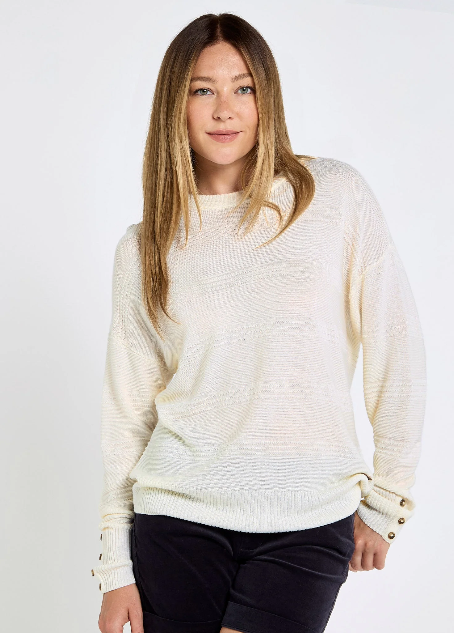 Ashfield Women’s bamboo blend sweater - Oyster - Image 3