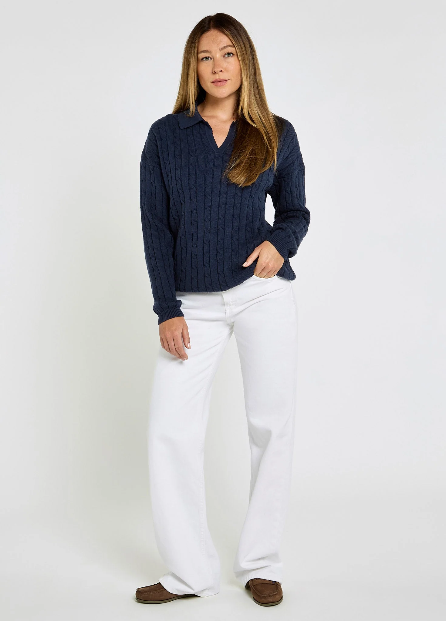 Brownville Women's Cable Knit Jumper - Navy - Image 2