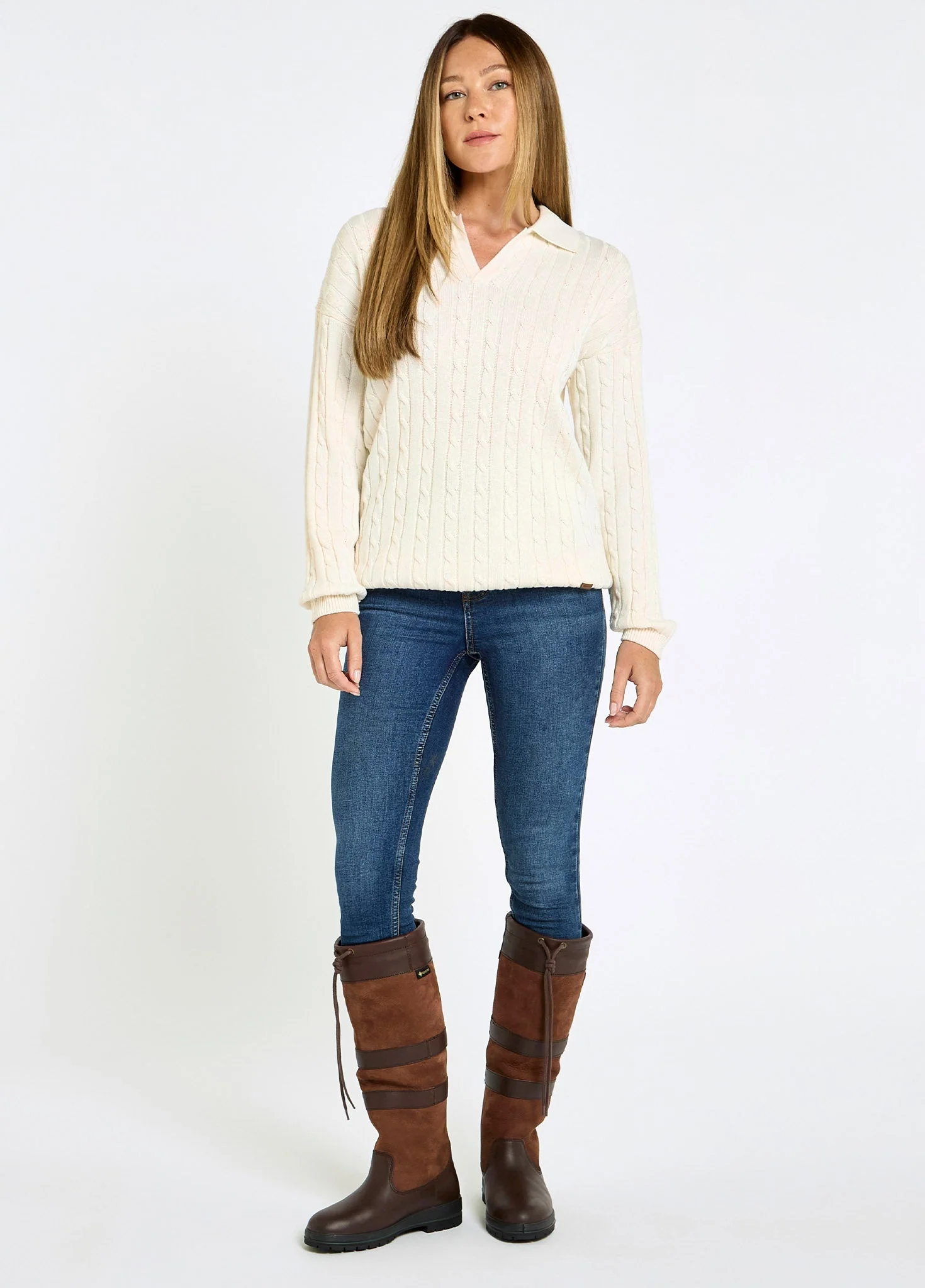 Brownville Women's Cable Knit Jumper - Oyster - Image 2